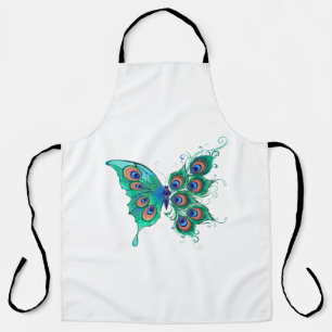 Schmetterling mit grünen Pfauenfedern Schürze