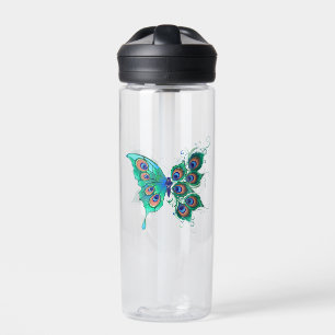 Schmetterling mit grünen Pfauenfedern Trinkflasche