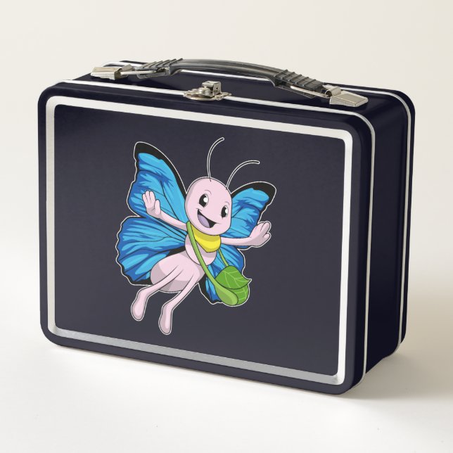 Schmetterling mit Handtasche Metall Brotdose (Vorderseite)