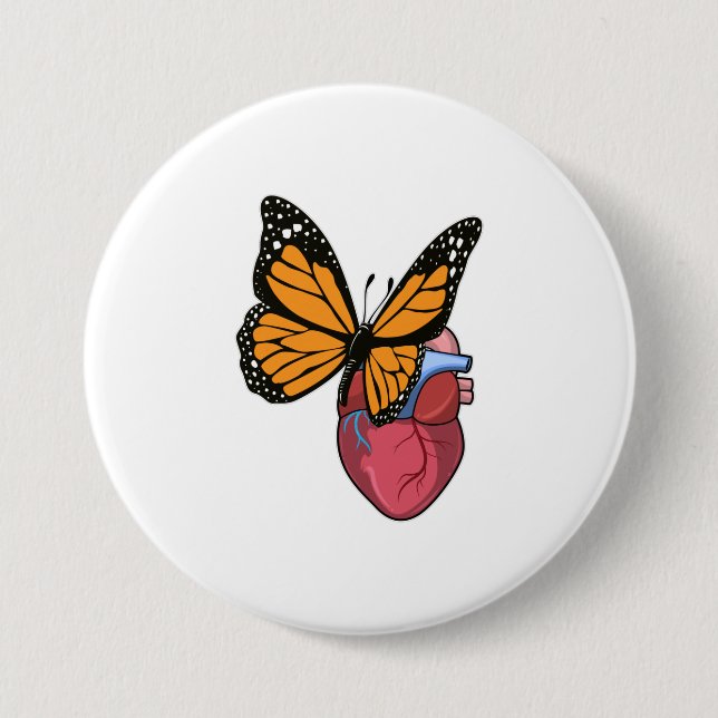 Schmetterling mit Herz Button (Vorderseite)