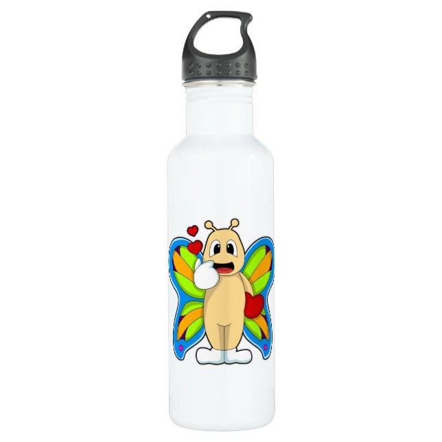 Schmetterling mit Herz Edelstahlflasche (Vorderseite)