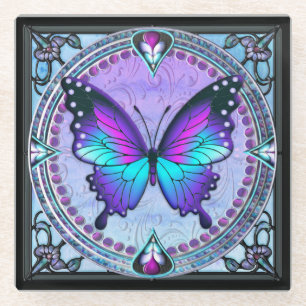 Schmetterling mit Hintergrund Glasuntersetzer
