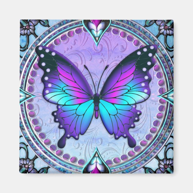 Schmetterling mit Hintergrund Magnet (Vorne)
