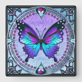Schmetterling mit Hintergrund Quadratische Wanduhr