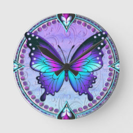 Schmetterling mit Hintergrund Runde Wanduhr