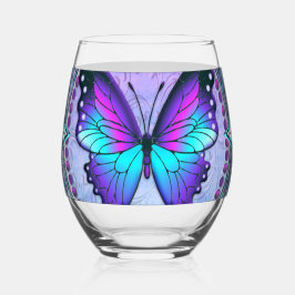 Schmetterling mit Hintergrund Weinglas Ohne Stiel