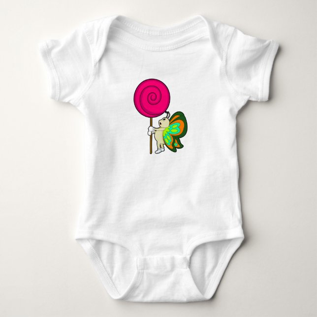 Schmetterling mit Lollipop Baby Strampler (Vorderseite)