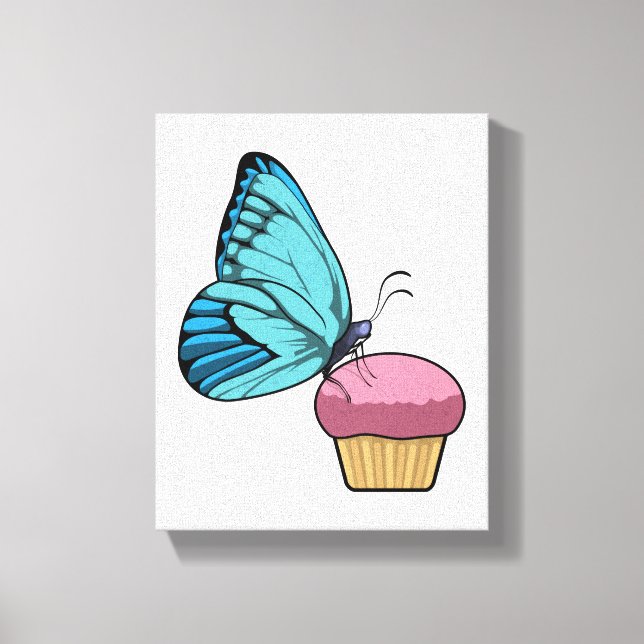 Schmetterling mit Muffin Leinwanddruck (Vorderseite)