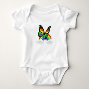 Schmetterling mit Regenbogen Baby Strampler