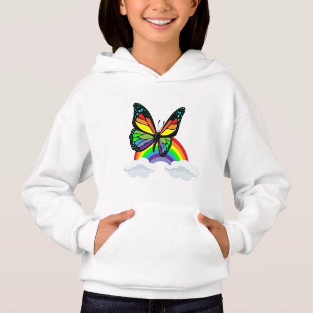 Schmetterling mit Regenbogen Hoodie (Vorderseite)