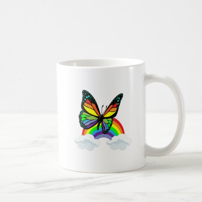 Schmetterling mit Regenbogen Kaffeetasse (Rechts)