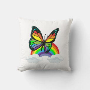 Schmetterling mit Regenbogen Kissen