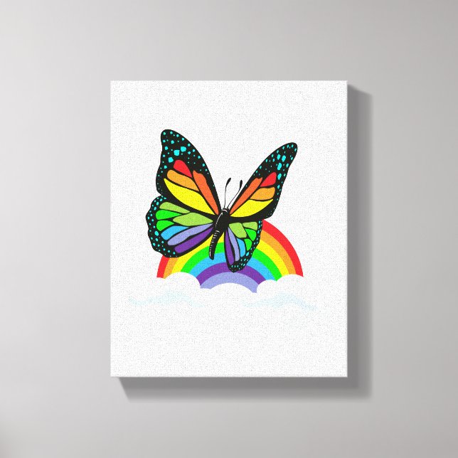 Schmetterling mit Regenbogen Leinwanddruck (Vorderseite)