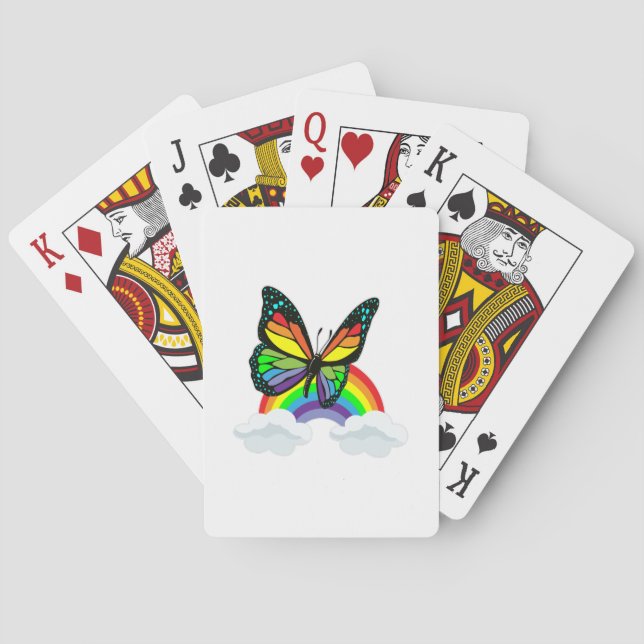 Schmetterling mit Regenbogen Spielkarten (Rückseite)