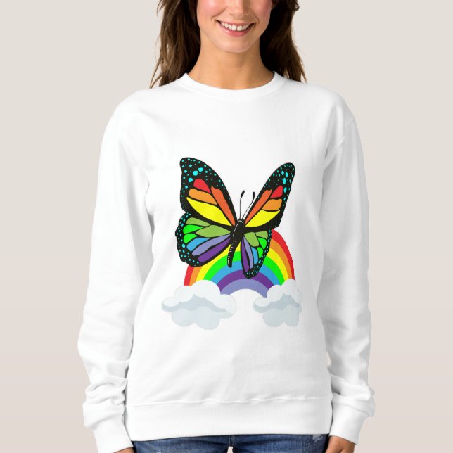 Schmetterling mit Regenbogen Sweatshirt (Vorderseite)
