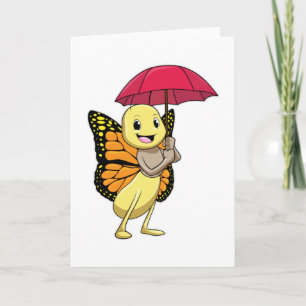 Schmetterling mit Regenschirm Karte
