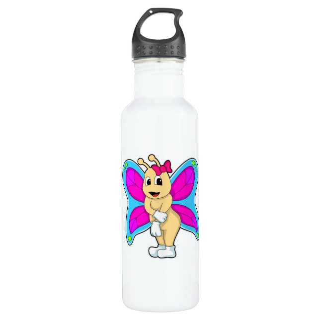 Schmetterling mit Ribbon Edelstahlflasche (Vorderseite)