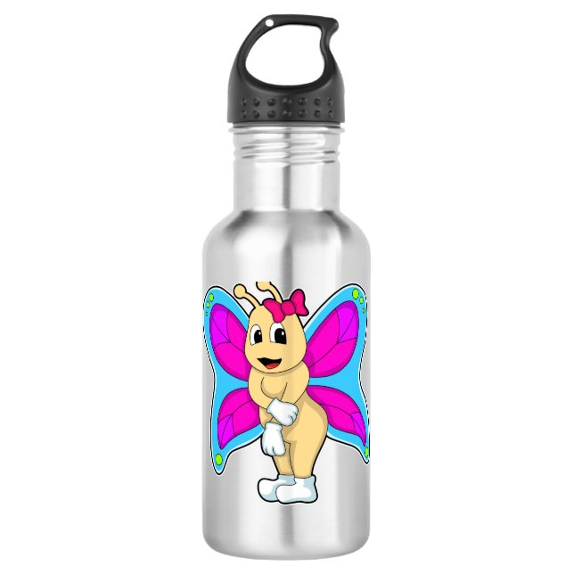 Schmetterling mit Ribbon Edelstahlflasche (Vorderseite)
