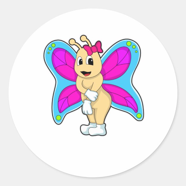 Schmetterling mit Ribbon Runder Aufkleber (Vorderseite)