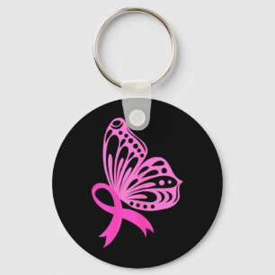 Schmetterling mit rosa Band _ Brustkrebs Schlüsselanhänger
