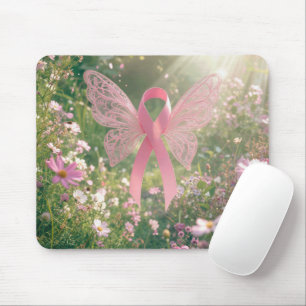 Schmetterling mit rosa Band in einem Garten Mousepad