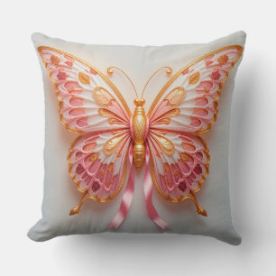 Schmetterling mit rosa und goldfarbenen Details Kissen
