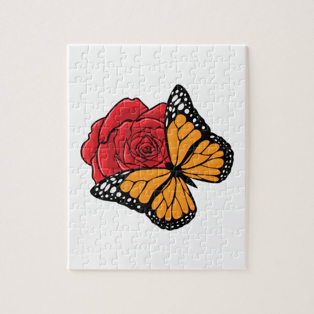 Schmetterling mit Rose (Vertikal)