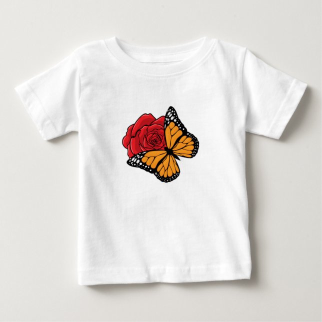 Schmetterling mit Rose Baby T-shirt (Vorderseite)