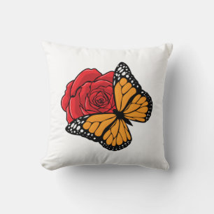 Schmetterling mit Rose Kissen