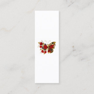 Schmetterling mit roter Blume und rote Rosen Mini Visitenkarte