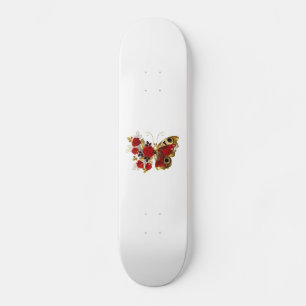Schmetterling mit roter Blume und rote Rosen Skateboard