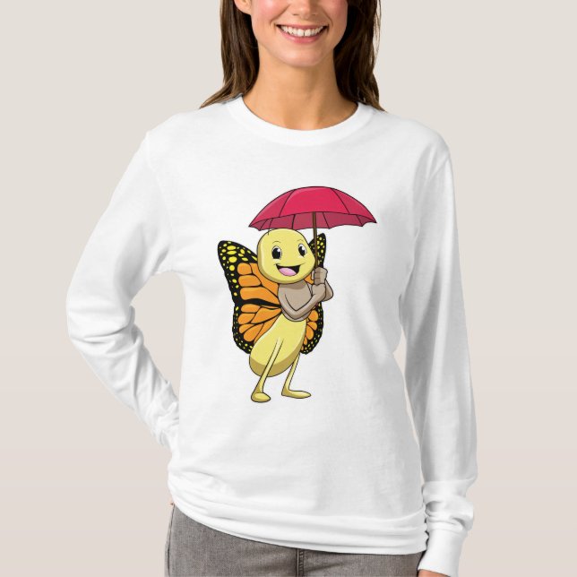 Schmetterling mit Schirm T-Shirt (Vorderseite)