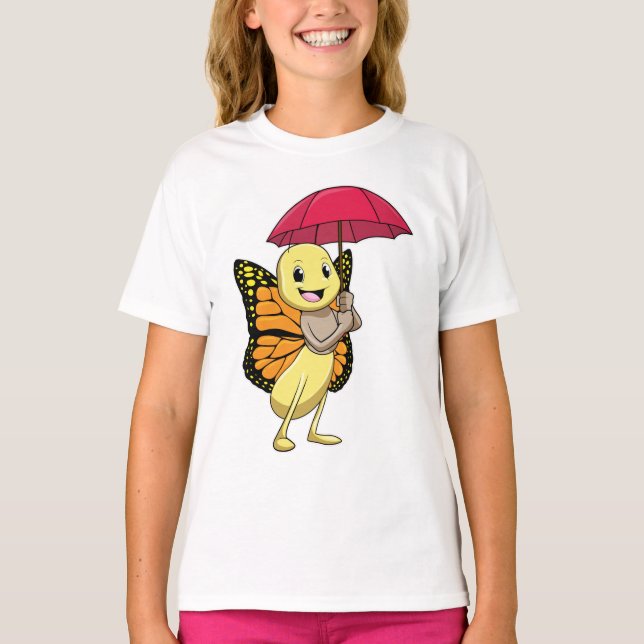 Schmetterling mit Schirm T-Shirt (Vorderseite)