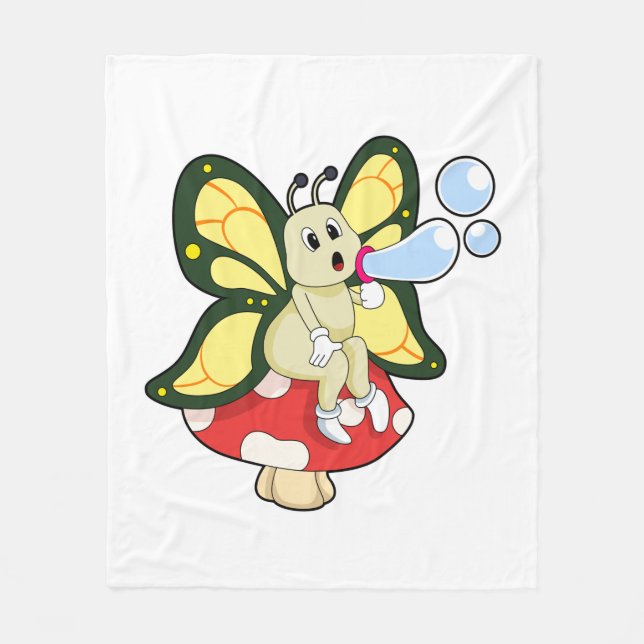 Schmetterling mit Seifenblasen Fleecedecke (Vorderseite)