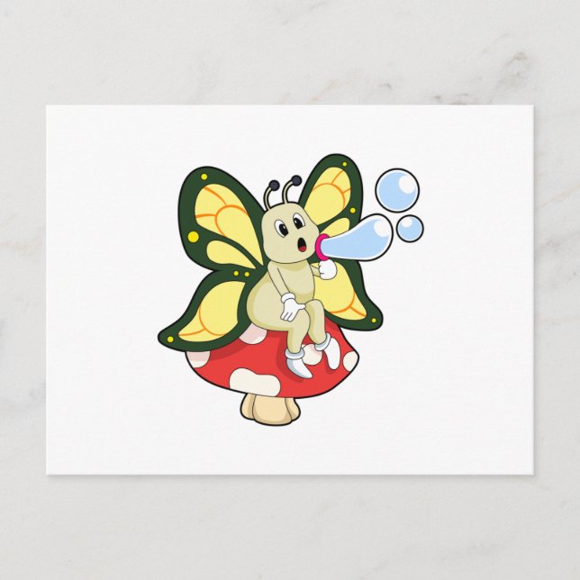 Schmetterling mit Seifenblasen Postkarte (Vorderseite)