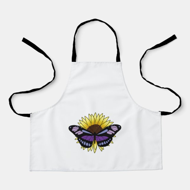Schmetterling mit Sonnenblume Schürze (Vorderseite)