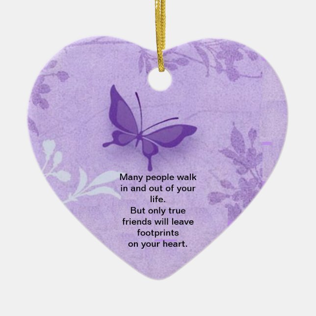 Schmetterling mit Sprichwort der wahren Freunde Keramik Ornament (Vorne)