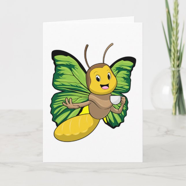Schmetterling mit Tasse Kaffee Karte (Vorderseite)