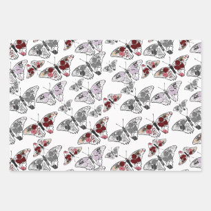 Schmetterling mit verschiedenen Blume Geschenkpapier Set
