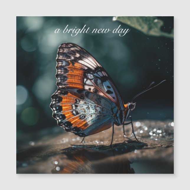 Schmetterling mit Wasserreflektion im Sonnenlicht Magnetkarte (Vorderseite)