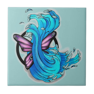 Schmetterling mit Waves Fliese
