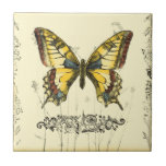 Schmetterling mit Wildblumen Fliese<br><div class="desc">Dieses Stück von Jennifer Goldberger ist Gegenstand eines bunten,  dekorativen Schmetterlings. Wildblumen werden an den Seiten und unter dem riesigen Schmetterling gezeichnet. Eine schöne pastellfarbene Grenze rundet die Szene ab. Bestellen Sie noch heute Ihren Ausdruck!</div>