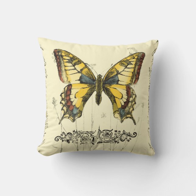 Schmetterling mit Wildblumen Kissen (Vorderseite)