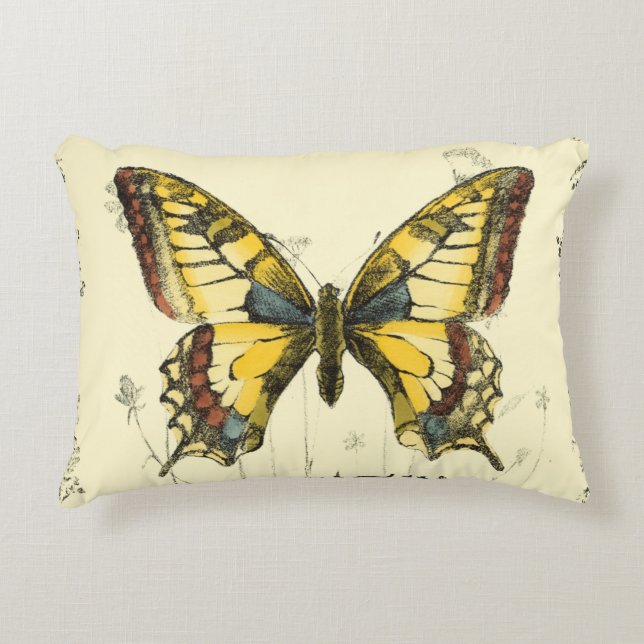 Schmetterling mit Wildblumen Zierkissen (Vorderseite)