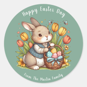 Schmetterling, Mohn, Hustenhappy Ostertag Runder Aufkleber