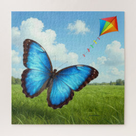 Schmetterling Morpho fliegt einen Drachen