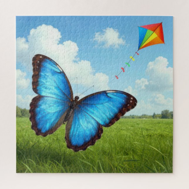 Schmetterling Morpho fliegt einen Drachen (Vertikal)