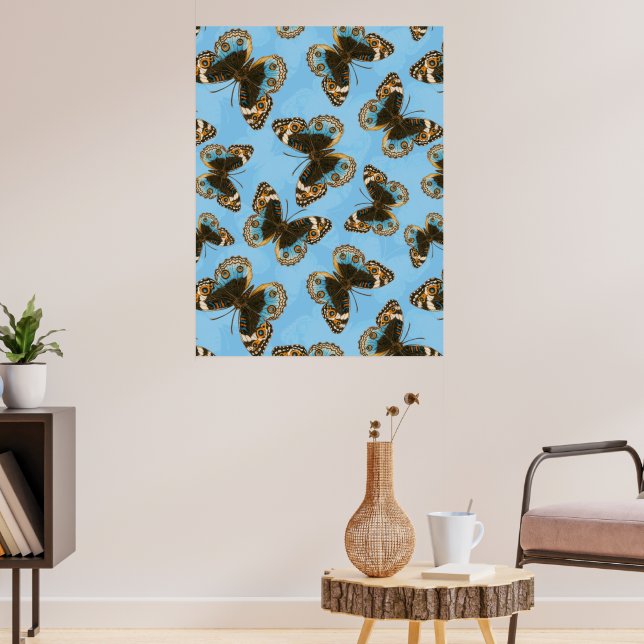 Schmetterling-Muster Blaue Stiefmütterchen Poster (Wohnzimmer 3)