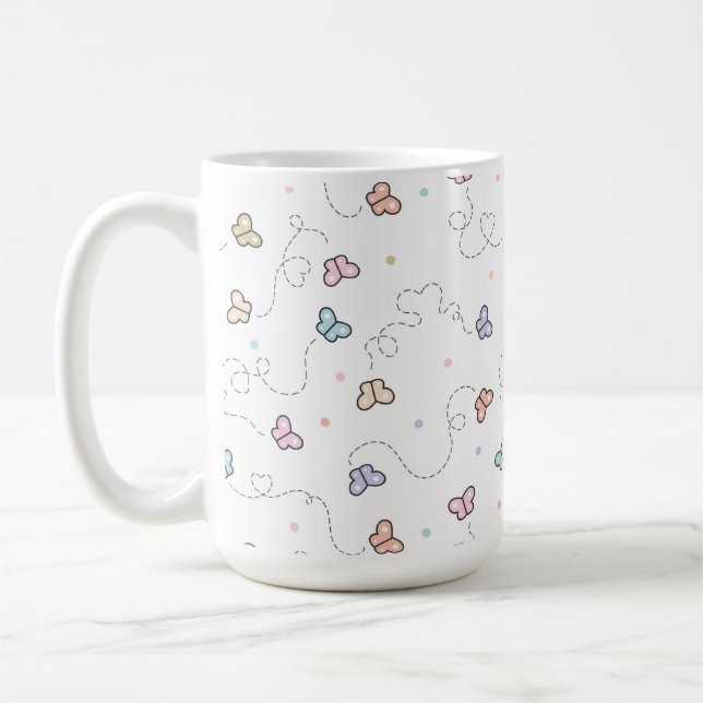 Schmetterling Nahtloses Muster Kaffeetasse (Links)