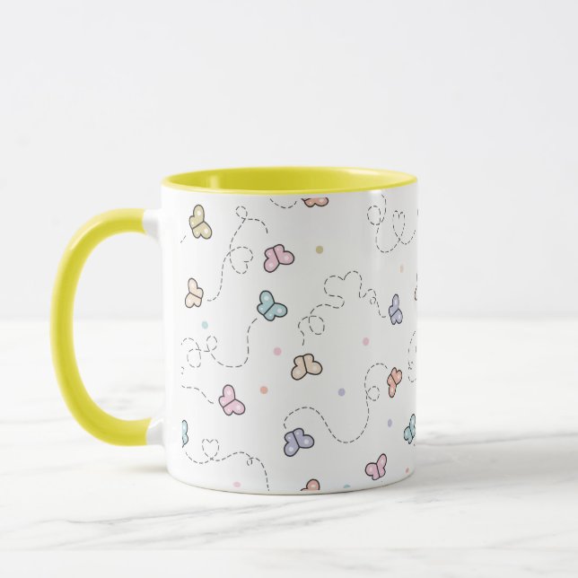 Schmetterling Nahtloses Muster Tasse (Links)